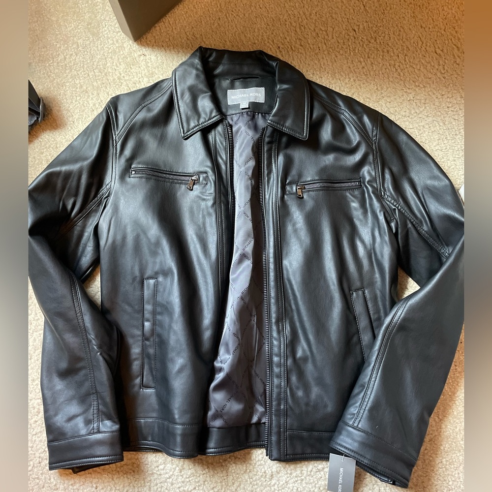 Michael Kors Men's Leather Bomber Jacket